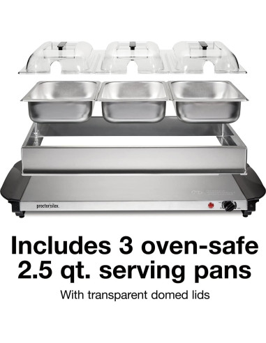 Servidor de Buffet Proctor Silex 3 Bandejas Acero Inoxidable