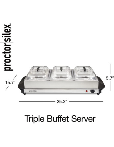Servidor de Buffet Proctor Silex 3 Bandejas Acero Inoxidable