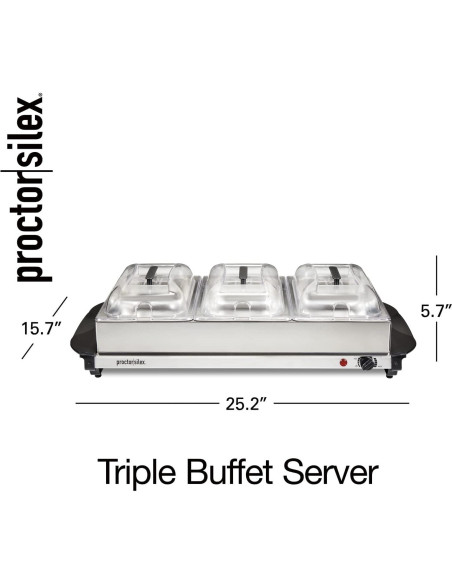 Servidor de Buffet Proctor Silex 3 Bandejas Acero Inoxidable