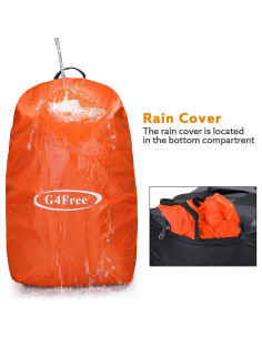 Mochila de Senderismo G4Free 45L Impermeable con Funda Lluvia 2