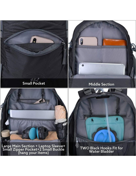 Mochila de Senderismo G4Free 45L Impermeable con Funda Lluvia