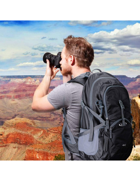 Mochila de Senderismo G4Free 45L Impermeable con Funda Lluvia