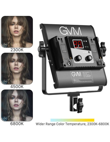 Luz de Video LED Bi-Color GVM con Control APP y Pantalla Digital