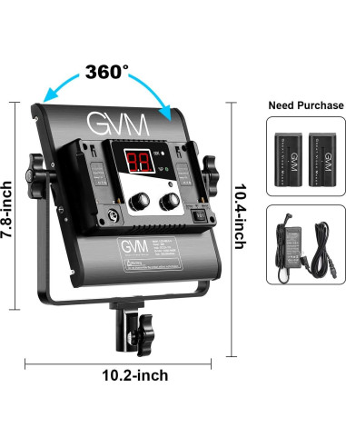 Luz de Video LED Bi-Color GVM con Control APP y Pantalla Digital