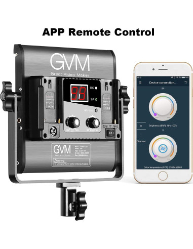Luz de Video LED Bi-Color GVM con Control APP y Pantalla Digital