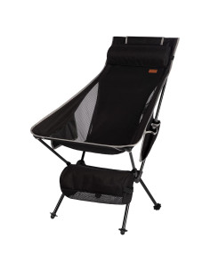 Silla de Camping TOBTOS Plegable Alta con Almohada - 150 kg