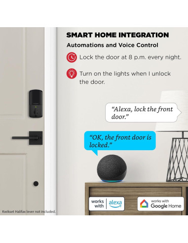 Cerradura Inteligente Kwikset Halo Wi-Fi, Pantalla Táctil, Negro Mate