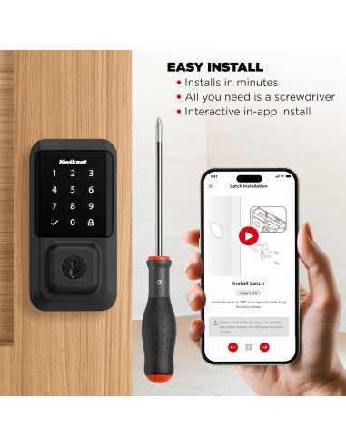 Cerradura Inteligente Kwikset Halo Wi-Fi, Pantalla Táctil, Negro Mate