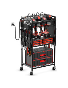 Carro Organizador de Herramientas JUNNUJ con Estación de Carga 8 Salidas
