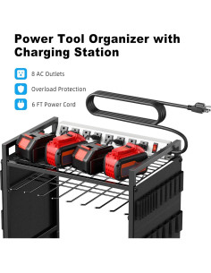Carro Organizador de Herramientas JUNNUJ con Estación de Carga 8 Salidas 2