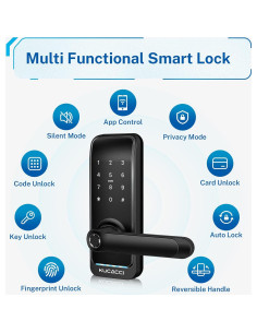 Cerradura Inteligente KUCACCI H15 - Huella Dactilar y App - Negro 2
