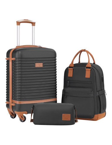Conjunto de Maletas Coolife 3 Piezas Equipaje Negro