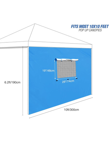Pared Lateral Instantánea REDCAMP para Carpa 10x3 m Caqui/Azul/Blanco/Negro