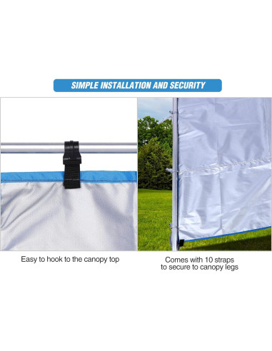 Pared Lateral Instantánea REDCAMP para Carpa 10x3 m Caqui/Azul/Blanco/Negro