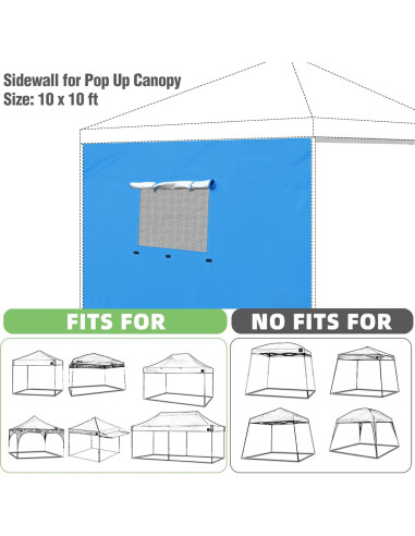 Pared Lateral Instantánea REDCAMP para Carpa 10x3 m Caqui/Azul/Blanco/Negro