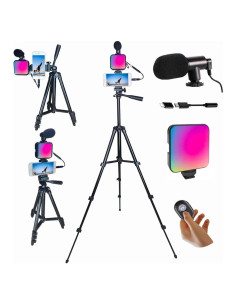 Kit de Vlogging Peanutech con Luz RGB, Trípode y Micrófono