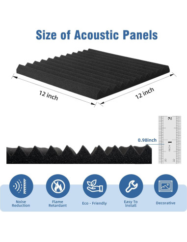 Paquete de 100 Paneles de Espuma Acústica Aislantes 30.48 cm