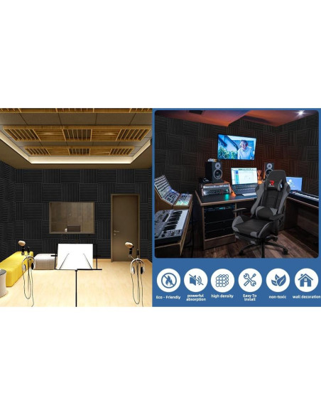 Paquete de 100 Paneles de Espuma Acústica Aislantes 30.48 cm