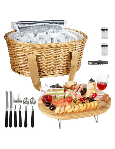 Cesta de Picnic de Mimbre Hap Tim para 2 Personas con Mesa Cesta de Picnic de Mimbre Hap Tim para 2 Personas con Mesa