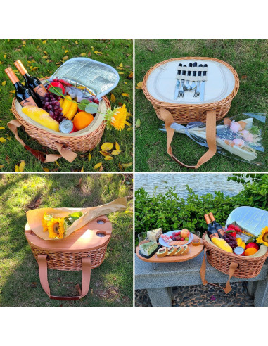 Cesta de Picnic de Mimbre Hap Tim para 2 Personas con Mesa