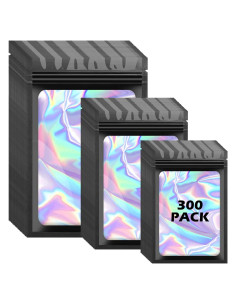 300 Bolsas Holográficas Mylar Arsmat Reutilizables 3 Tamaños