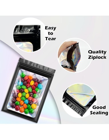 300 Bolsas Holográficas Mylar Arsmat Reutilizables 3 Tamaños