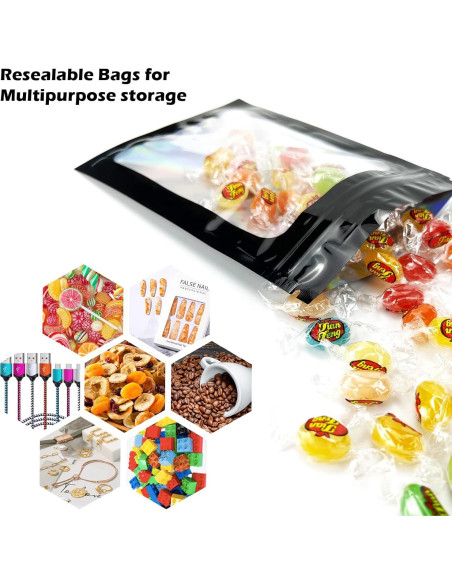 300 Bolsas Holográficas Mylar Arsmat Reutilizables 3 Tamaños