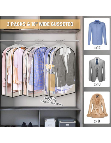 Bolsas de Ropa Transparentes MISSLO 32" con Cremallera - 3 Paquetes