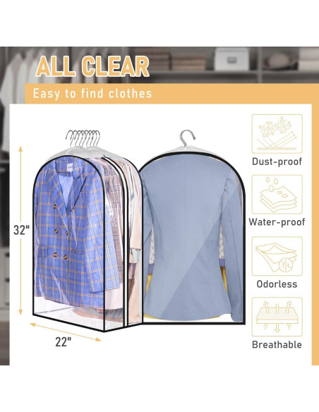 Bolsas de Ropa Transparentes MISSLO 32" con Cremallera - 3 Paquetes