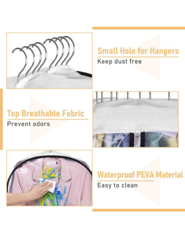 Bolsas de Ropa Transparentes MISSLO 32" con Cremallera - 3 Paquetes