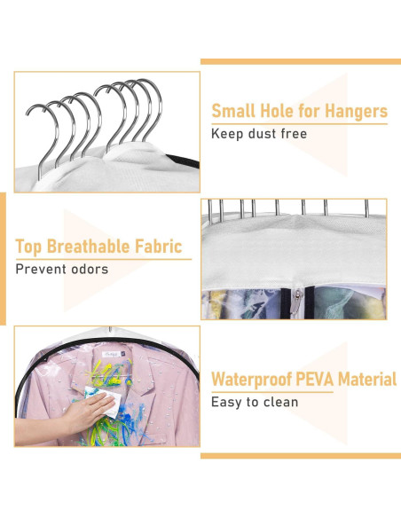 Bolsas de Ropa Transparentes MISSLO 32" con Cremallera - 3 Paquetes