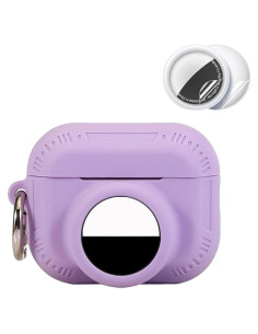 Funda Protectora 2 en 1 Silicona para AirPods Pro 2 y AirTag Morado