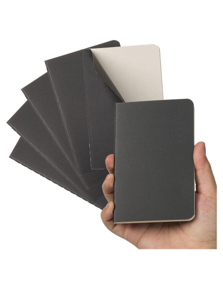 Cuaderno de bolsillo TWONE A6, 6 unidades, tapa blanda negra