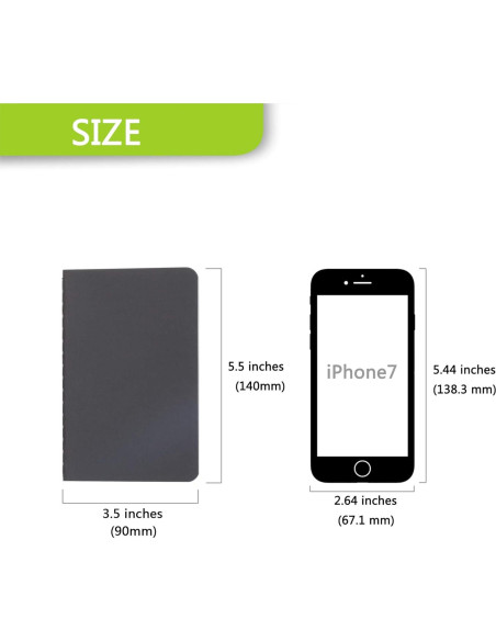 Cuaderno de bolsillo TWONE A6, 6 unidades, tapa blanda negra