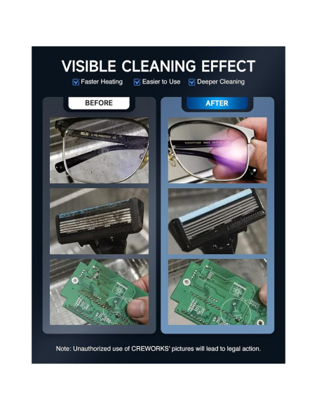 Limpiador Ultrasónico CREWORKS 2L 60W con Calentador y Temporizador Limpiador Ultrasónico CREWORKS 2L 60W con Calentador y Temporizador