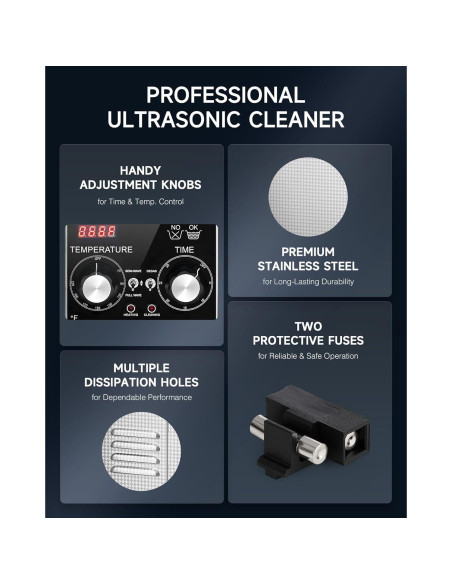 Limpiador Ultrasónico CREWORKS 2L 60W con Calentador y Temporizador Limpiador Ultrasónico CREWORKS 2L 60W con Calentador y Temporizador