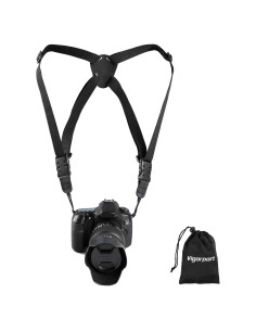 Correa de Arnés para Cámara DSLR SLR - Negro, Ajustable y Ergonómica