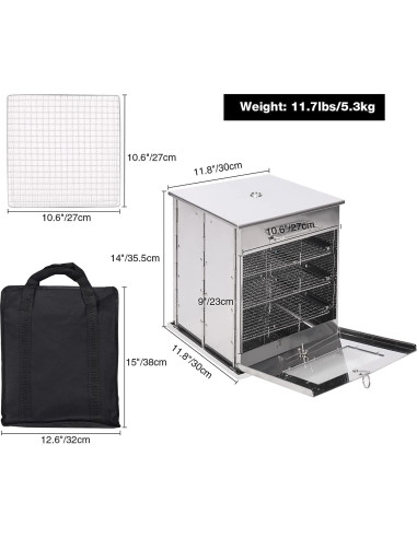 Horno de Camping Plegable REDCAMP de Acero Inoxidable 3 Niveles