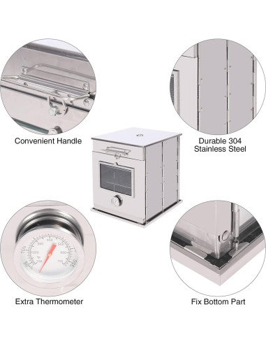 Horno de Camping Plegable REDCAMP de Acero Inoxidable 3 Niveles