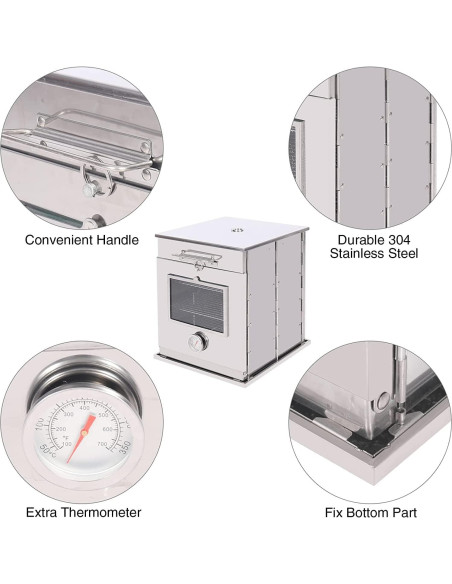 Horno de Camping Plegable REDCAMP de Acero Inoxidable 3 Niveles