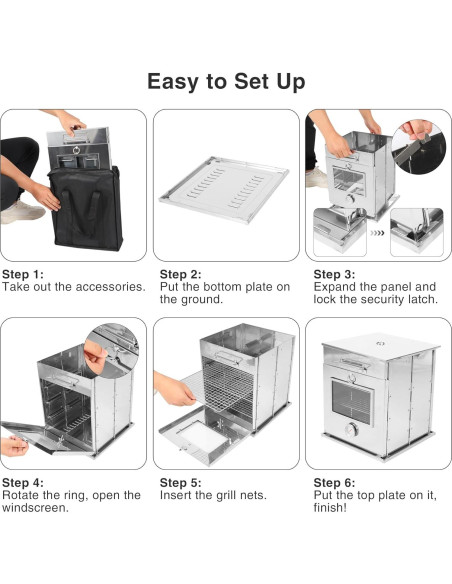 Horno de Camping Plegable REDCAMP de Acero Inoxidable 3 Niveles