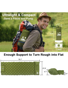 Colchón Inflable Ultraligero VALEHOWL 800g con Bomba y Almohada 2