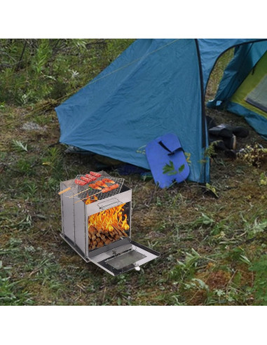 Horno de Camping Plegable REDCAMP de Acero Inoxidable 3 Niveles