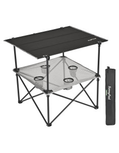 Mesa de Camping Plegable SUNNYFEEL - Negra, 76.5x59.6 cm