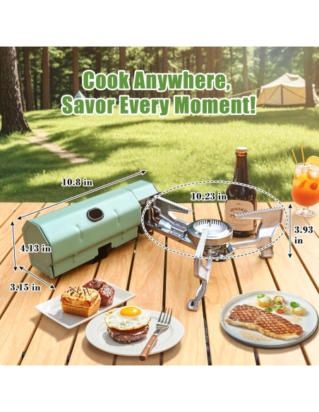 Estufa de Camping Portátil Butano 2600W Verde - Compacta y Ligera Estufa de Camping Portátil Butano 2600W Verde - Compacta y Ligera