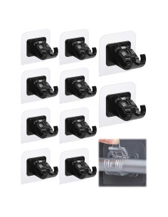 Soporte para Barra de Cortina Sin Perforación Tendiren 10pcs Negro