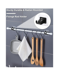 Soporte para Barra de Cortina Sin Perforación Tendiren 10pcs Negro 2