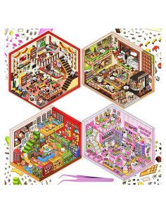 4 Sets Stickers 3D Mini Casa DIY BROVITI - Manualidades Creativas
