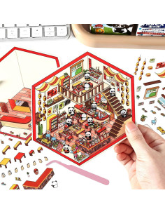 4 Sets Stickers 3D Mini Casa DIY BROVITI - Manualidades Creativas 2