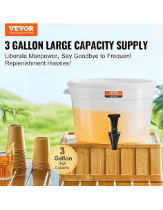 Dispensador de Bebidas VEVOR 11.36L con Grifo y Tapa 2